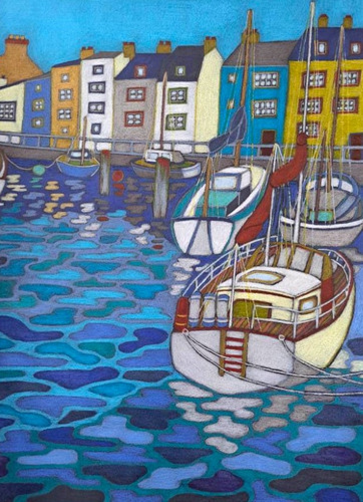 Bretagne, dessin original aux crayons de couleurs