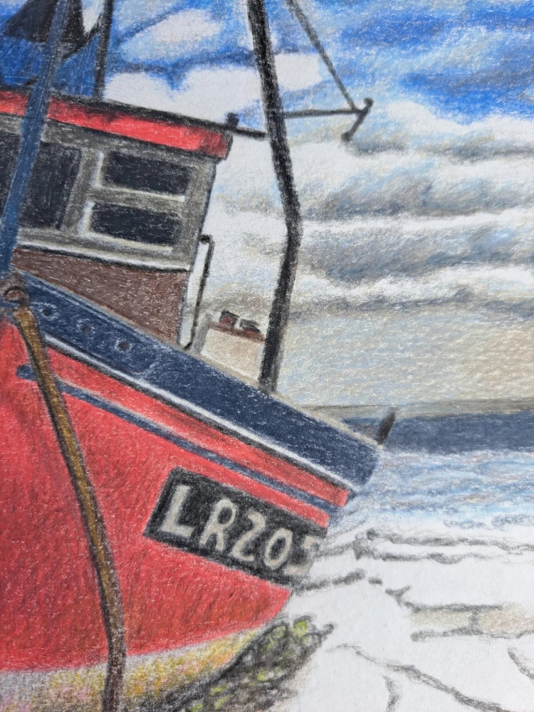Bretagne 6, dessin original aux crayons de couleurs