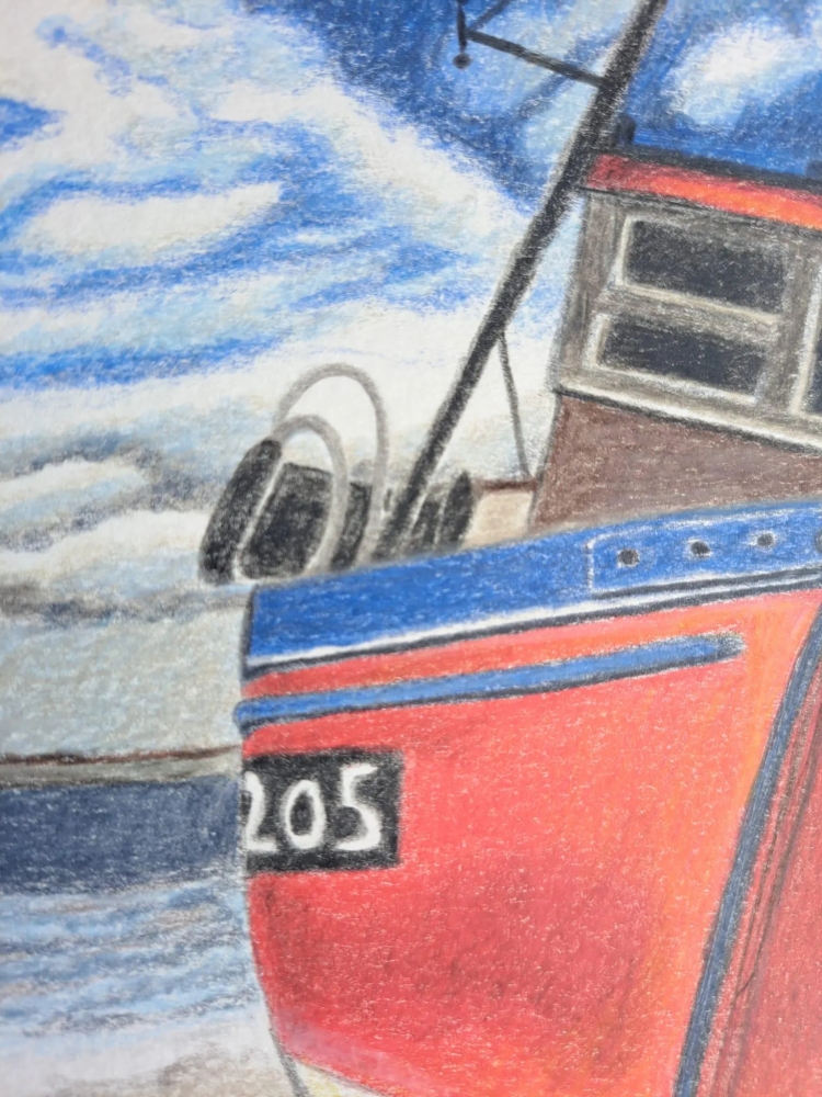 Bretagne 6, dessin original aux crayons de couleurs