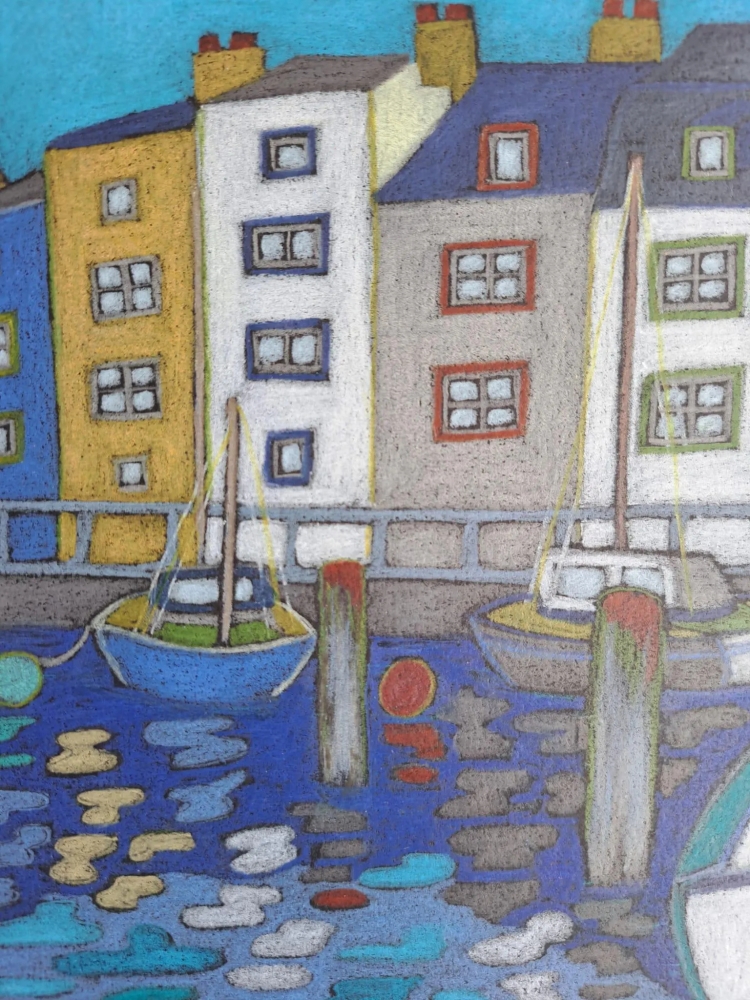 Bretagne, dessin original aux crayons de couleurs