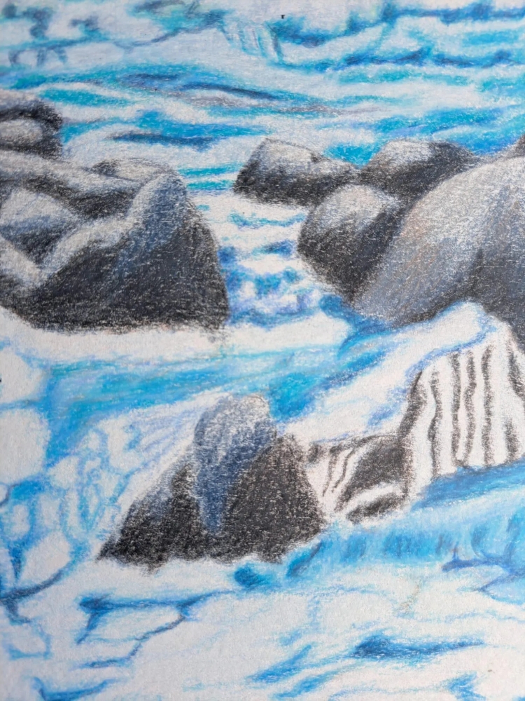 Bretagne 7, dessin original aux crayons de couleurs
