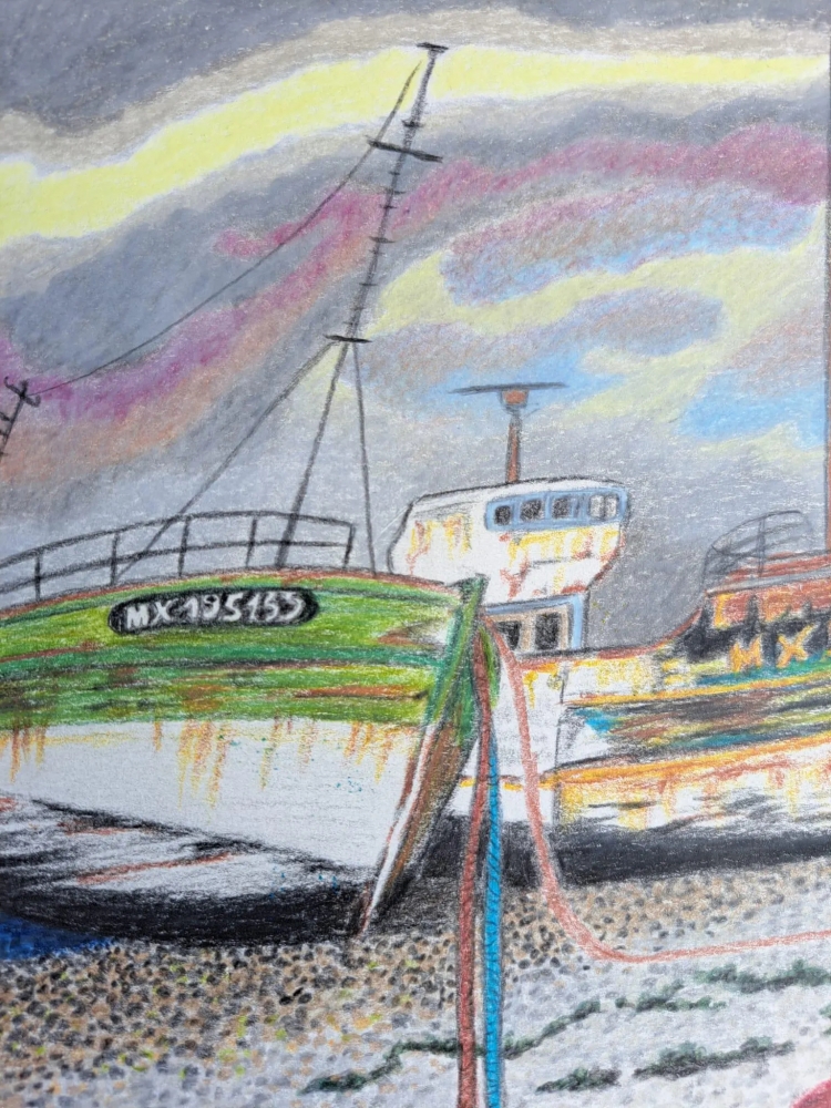 Bretagne 4, dessin original aux crayons de couleurs