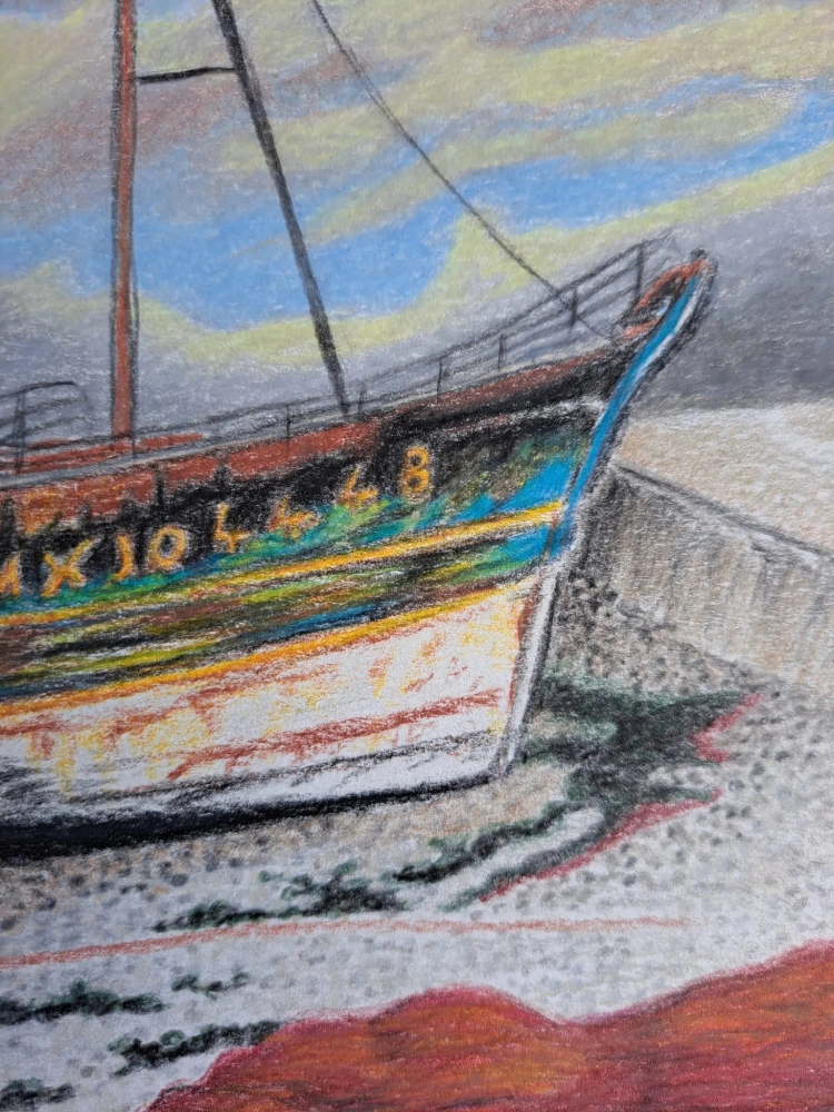 Bretagne 4, dessin original aux crayons de couleurs