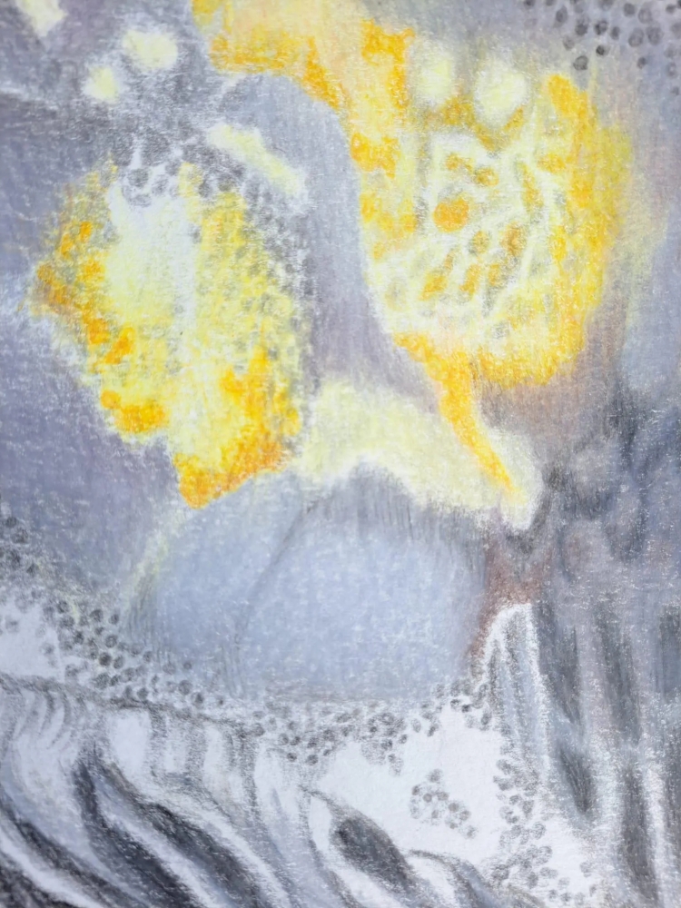 Tempête, dessin original aux crayons de couleurs