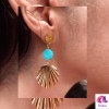 Boucles d'oreilles coquillage nacre Turquoise et or