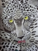 Léopard, dessin original aux crayons de couleurs