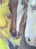 Trio, dessin original aux crayons de couleurs