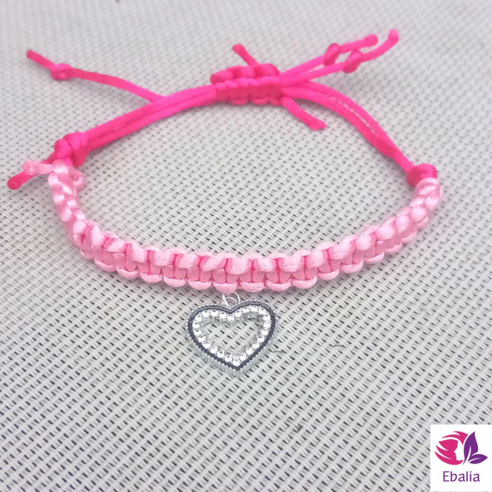Bracelet tressé cœur brillant 