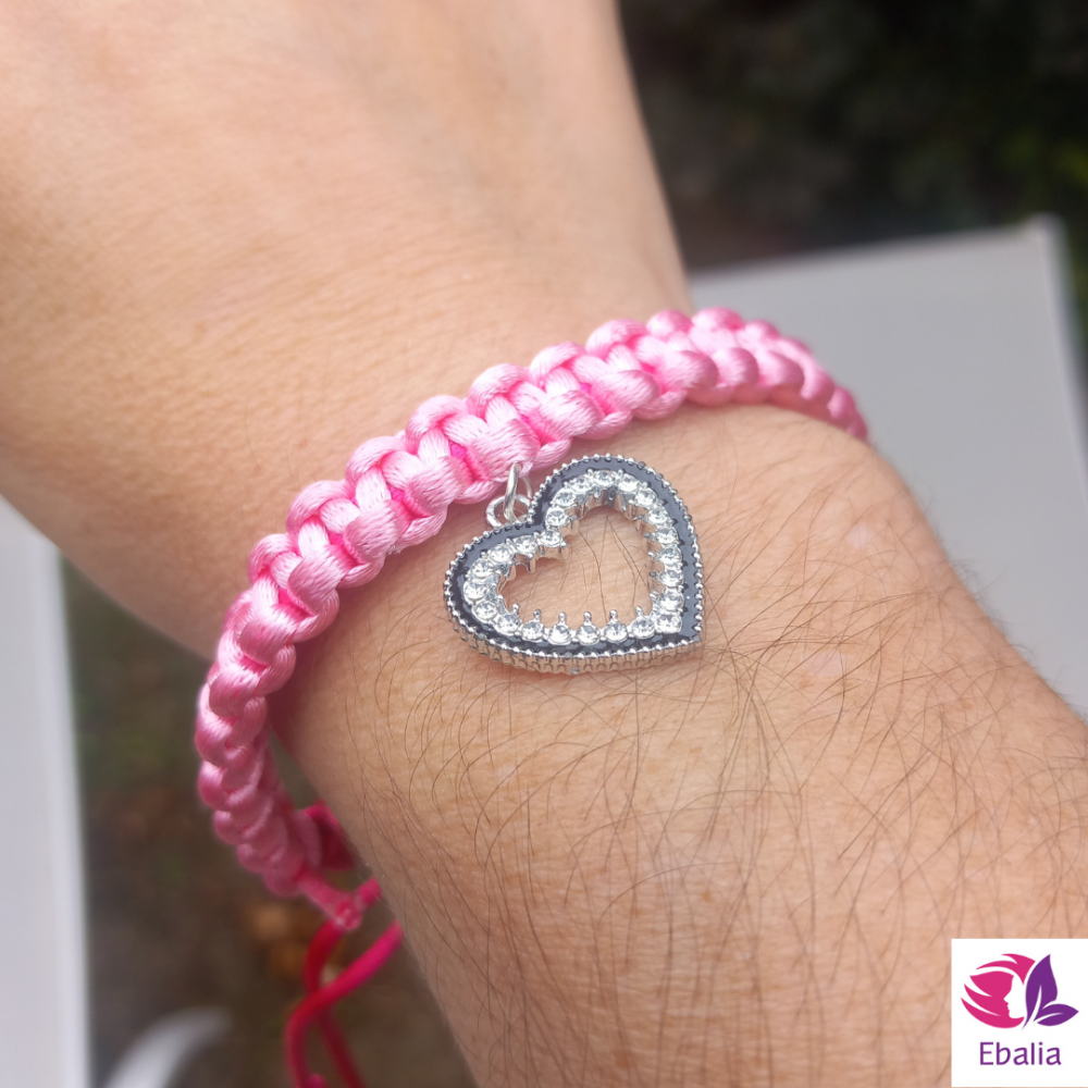 Bracelet tressé cœur brillant 