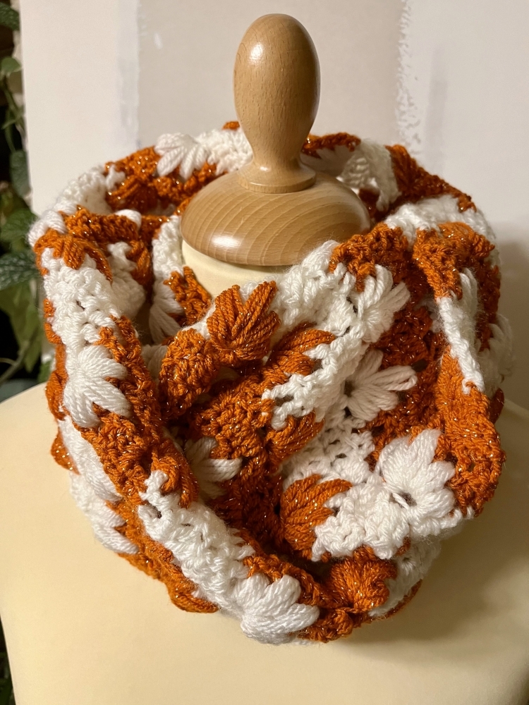 Snood Erable orange et blanc