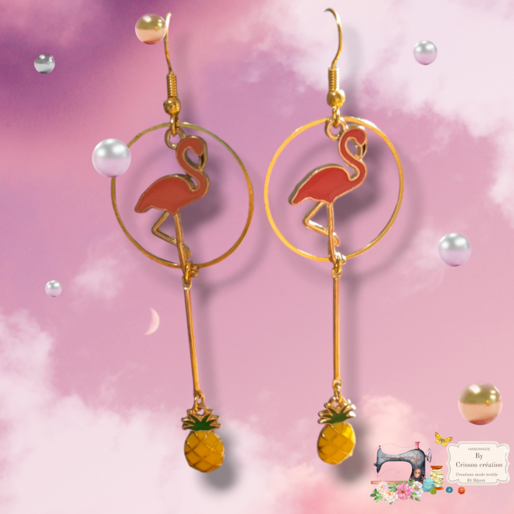 Boucles d'oreilles flamant rose