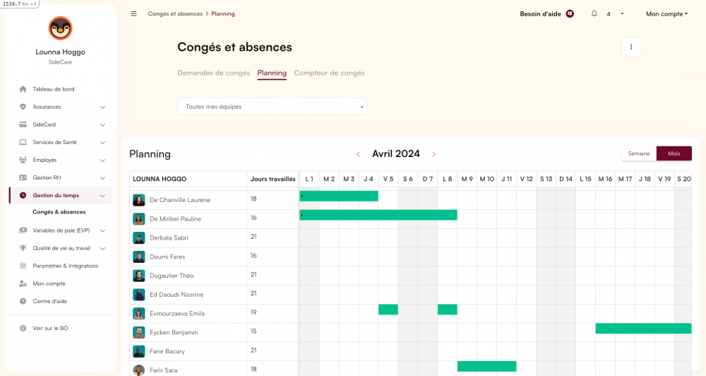 SideCare - SIRH Gratuit / Assurances Collectives Intégrées