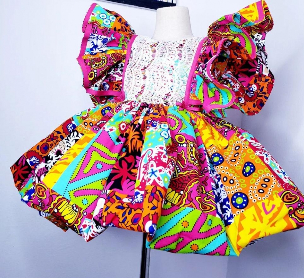 Multipatterned ankara dress 01