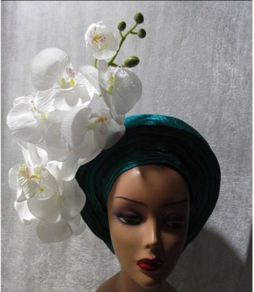 Teal Headtie with Floral Detail