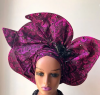 Purple Auto Gele with  black stones