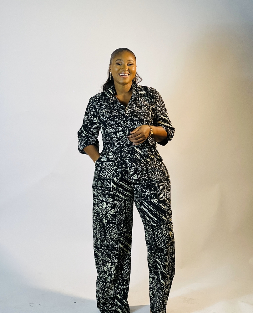 Monochrome Elegance Adire Jumpsuit