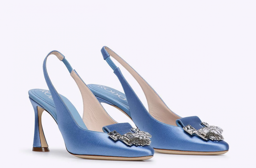 Rodo Satin Slingback with Jeweled Buckle