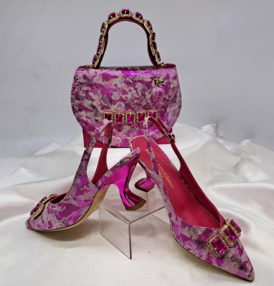 Fuchsia Pink Matching Shoe and Bag Set