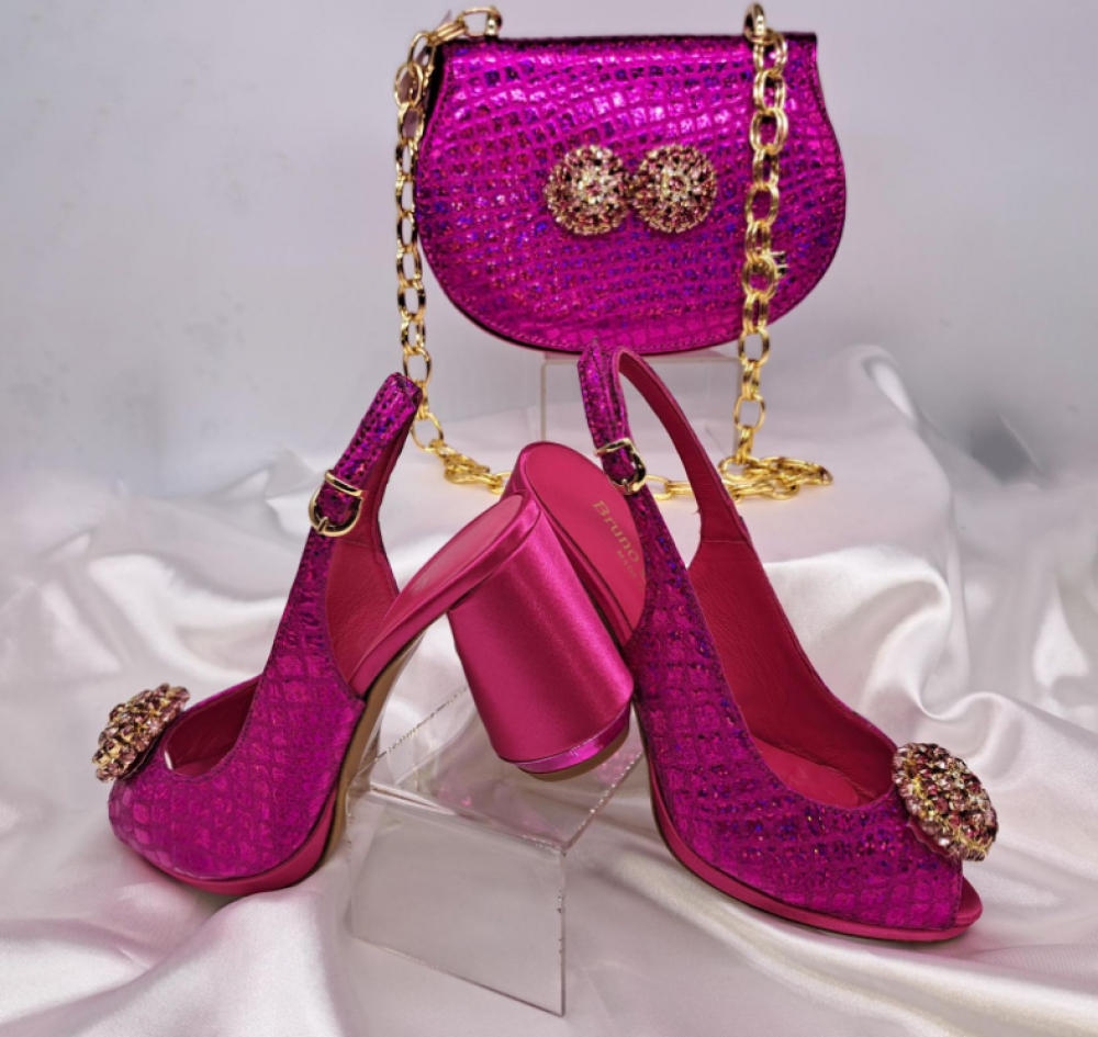 Fuchsia Pink Matching Shoe and Bag Set