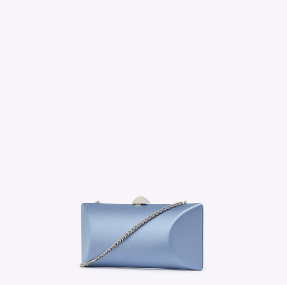 Rodo Light Blue Tube Satin Clutch