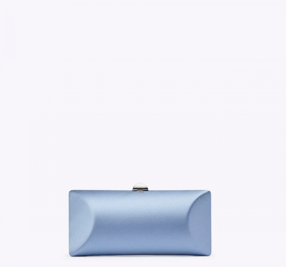 Rodo Light Blue Tube Satin Clutch