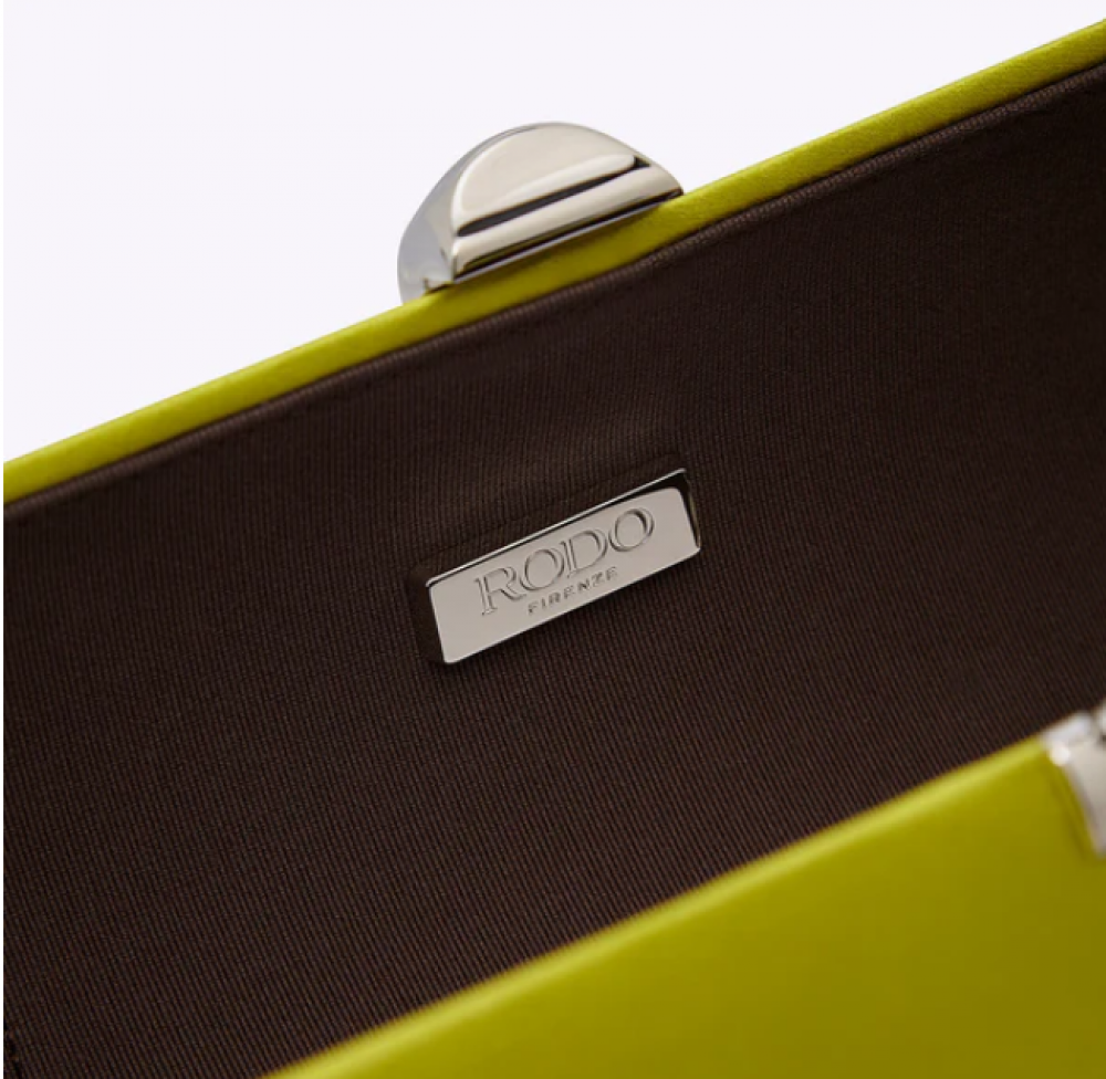 Rodo Lime Tube Satin Clutch