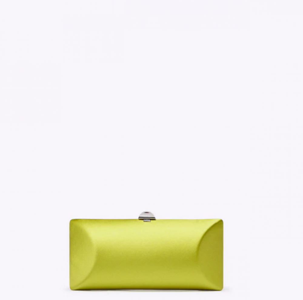 Rodo Lime Tube Satin Clutch