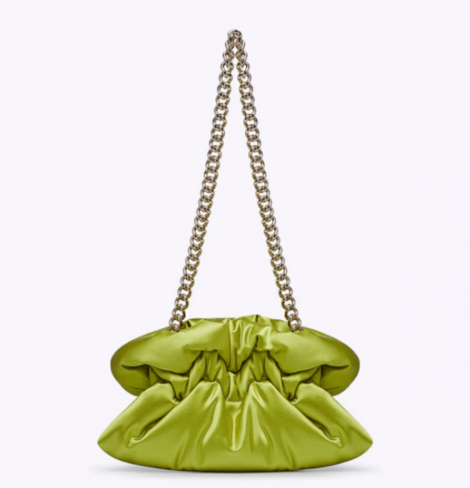 Rodo Lime Small Satin Soft Clutch