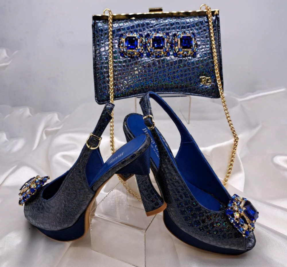 Italian Navy Shoe and Bag Matching Set