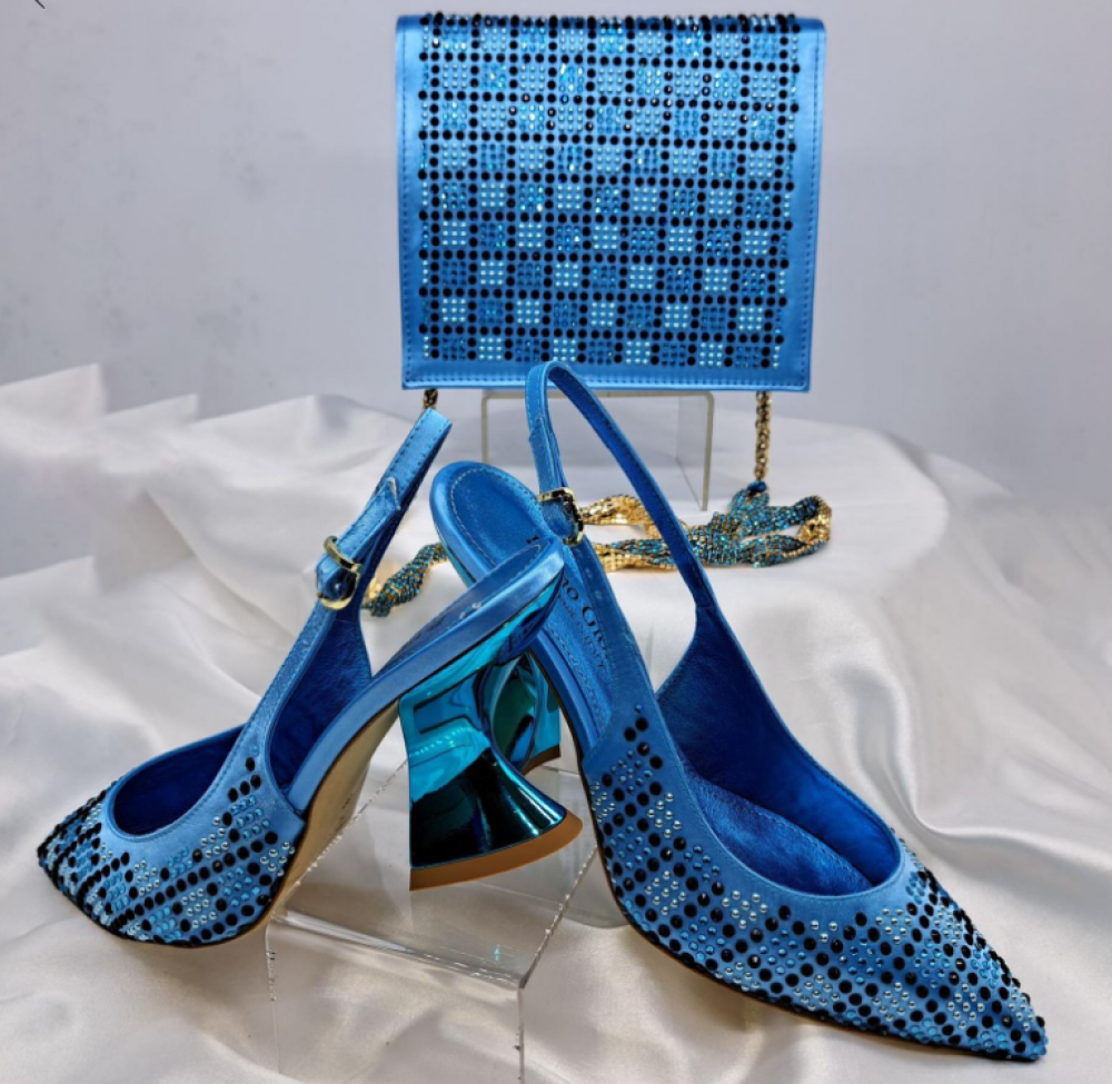 Sophia Sky Blue Shoe and Bag Set