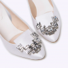 Rodo White Satin Slingback with Jeweled Buckle