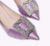 Rodo Lilac Satin Pump with Jeweled Buckle