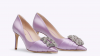 Rodo Lilac Satin Pump with Jeweled Buckle