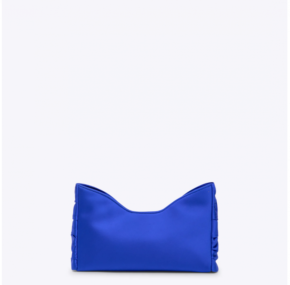 Royal Blue Satin Purse with Jeweled Buckle