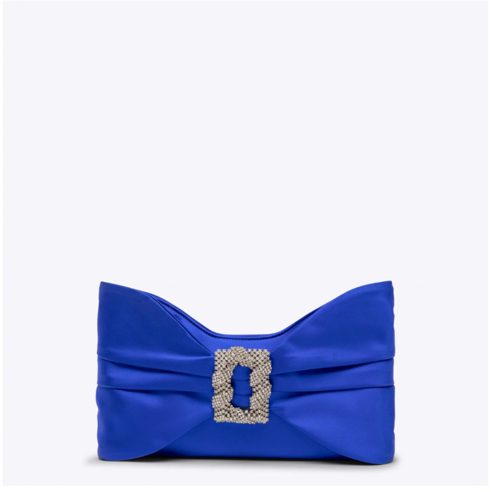 Royal Blue Satin Purse with Jeweled Buckle