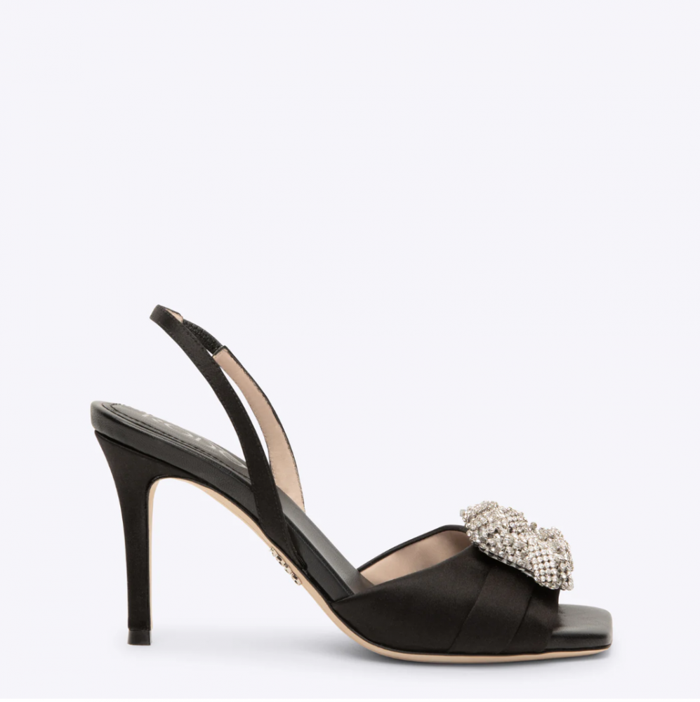 Rodo Satin Sandal - Black