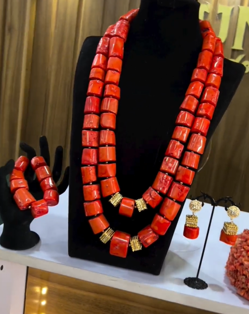 Coral Majesty Chunky Two-Layer Necklace Set