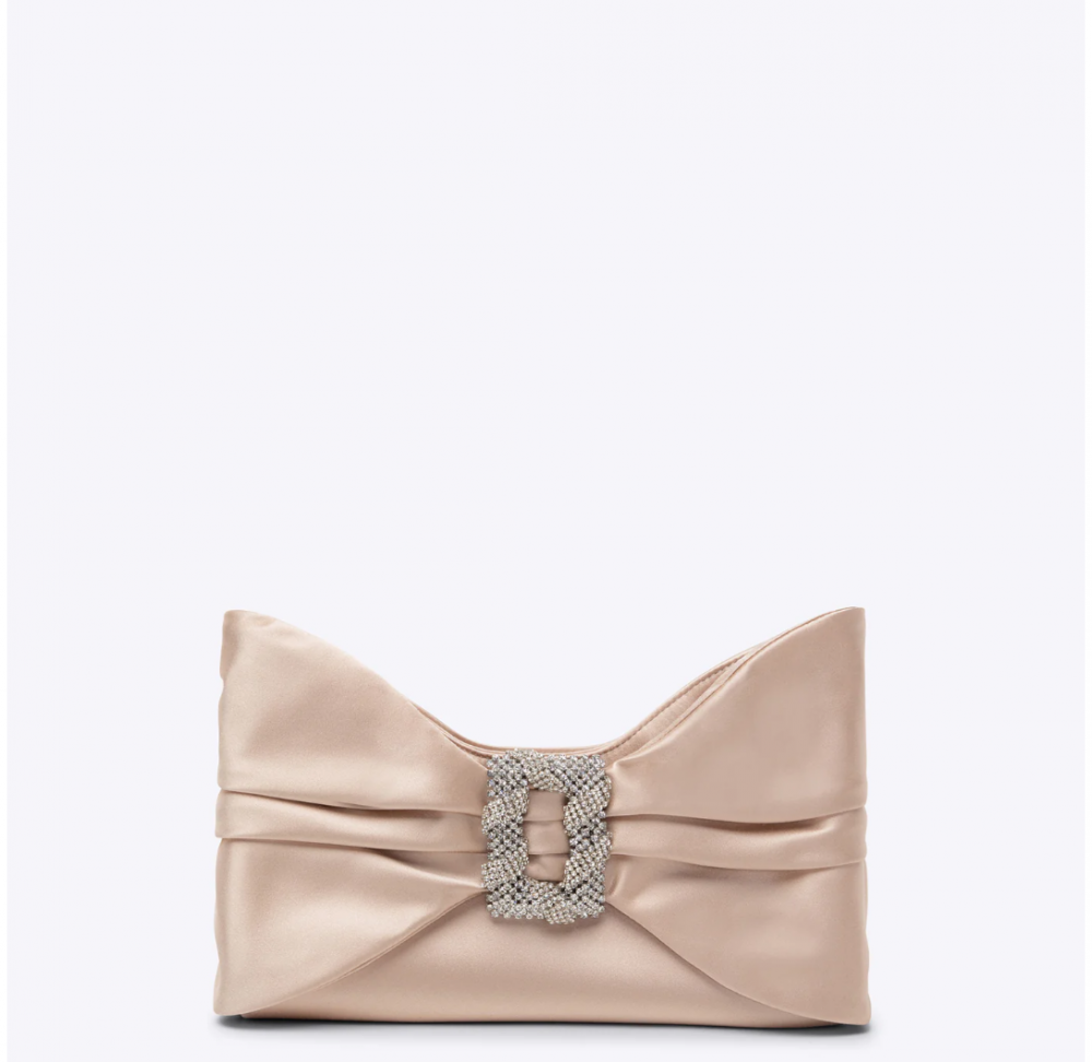 Blush Satin Purse with Jeweled Buckle