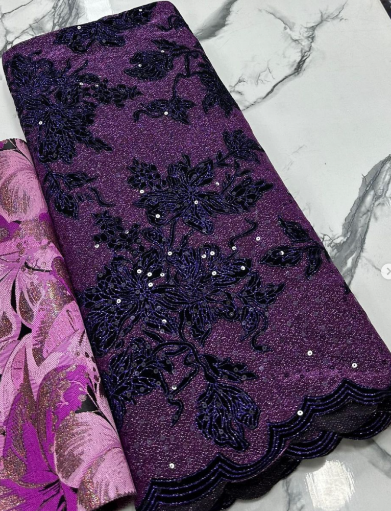 Purple Bloom Asoebi Lace - 10 pieces