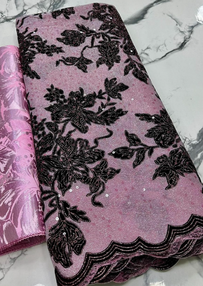 Pink Bloom Asoebi Lace - 10 pieces