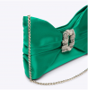 Ivy Green Satin Purse with Jeweled Buckle