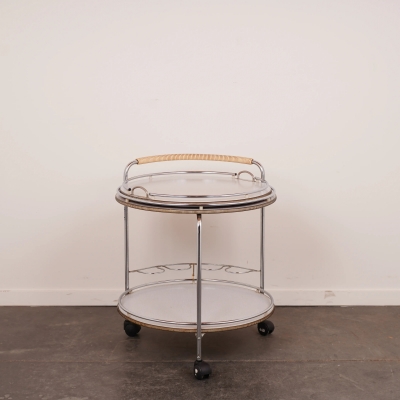 Desserte en formica, structure en métal chromé vintage