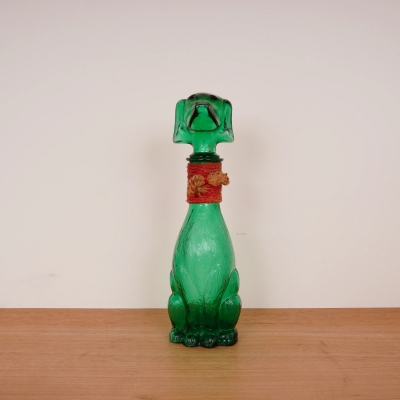 Carafe teckel vintage en verre d'empoli, Italie 1960