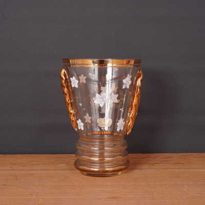 Vase en verre et dorure vintage