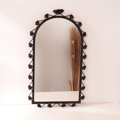 Miroir métal vintage décor de feuille