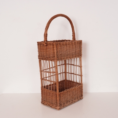 Panier à bouteilles rotin vintage