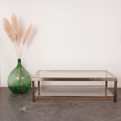 Table basse style Rizzo en laiton et chrome