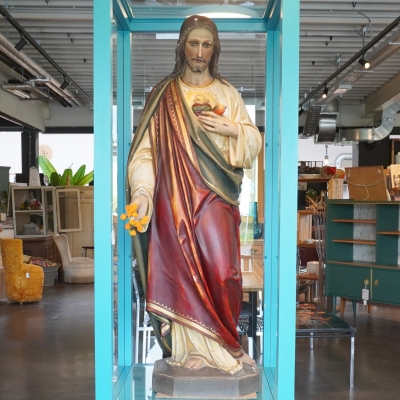 Grande statue religieuse en plâtre peint