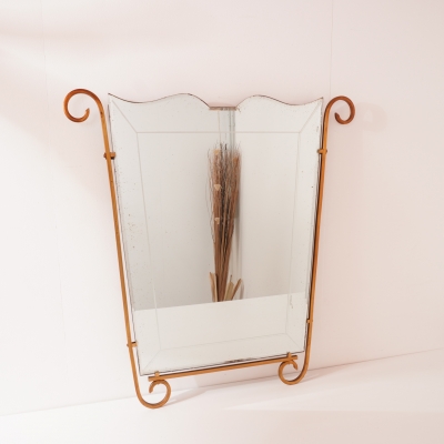 Miroir en métal doré années 50