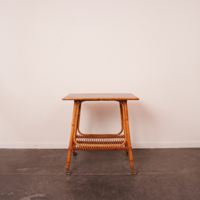 Desserte à roulettes en bambou vintage